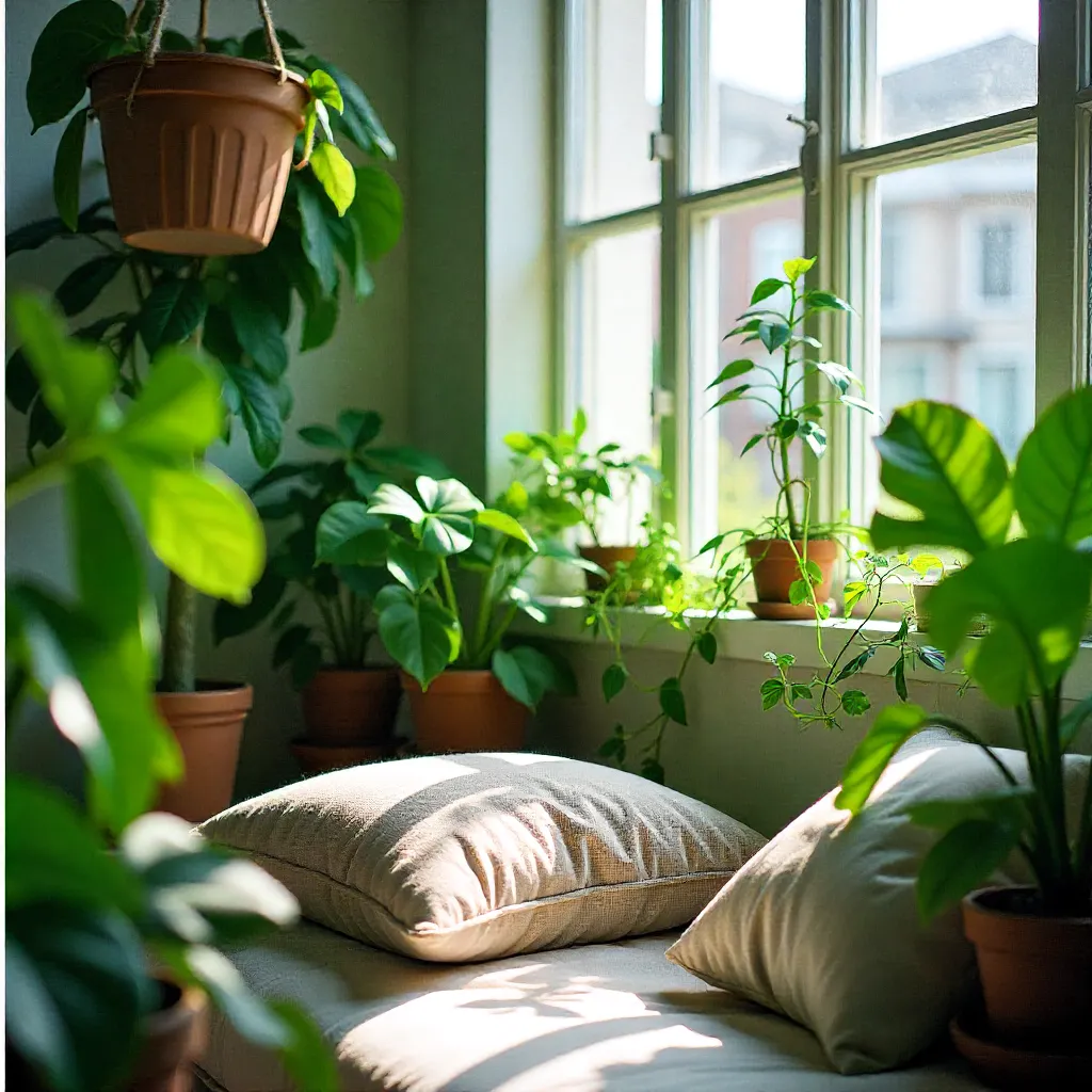 Peaceful indoor plant arrangement in natural light