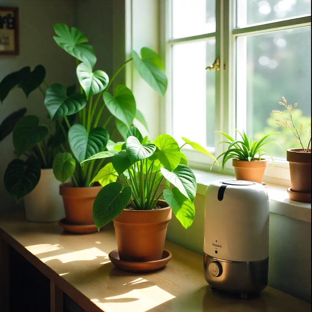 Calming green plants in a modern interior